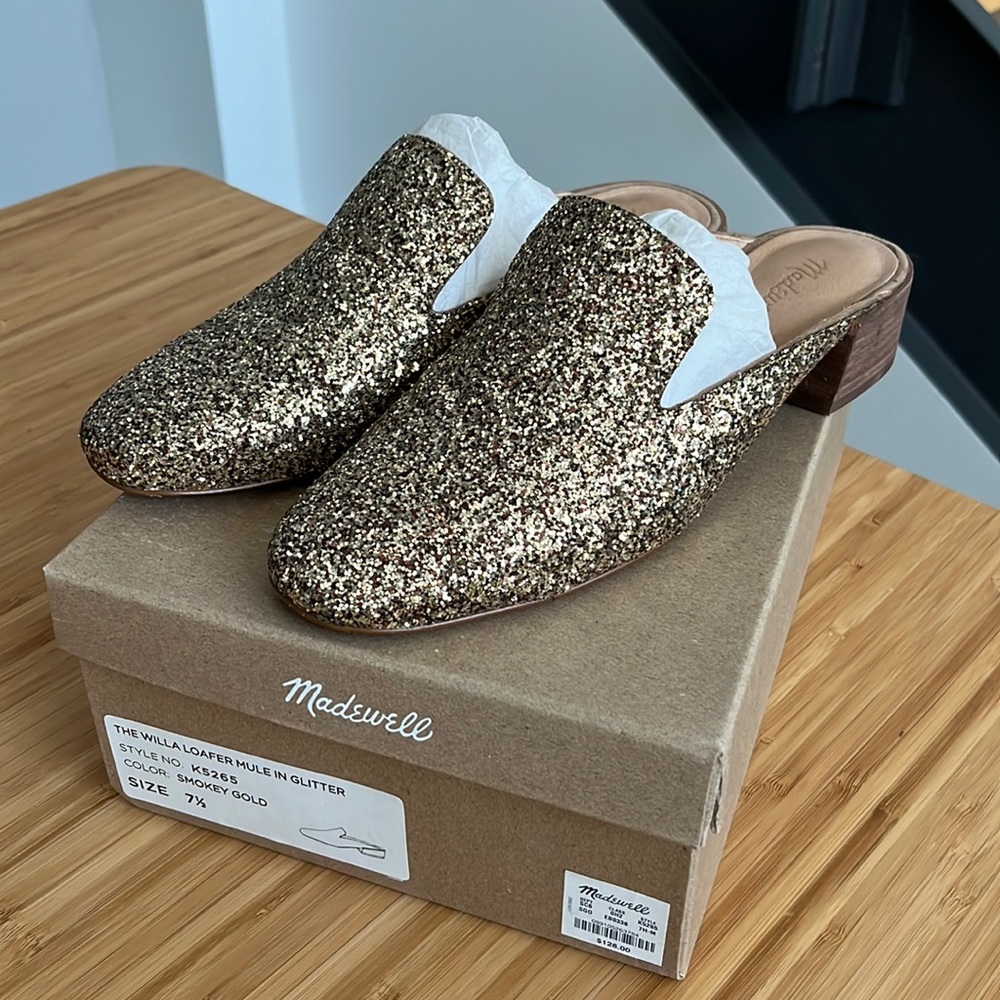 Madewell | The Willa Loafer Mule in Glitter